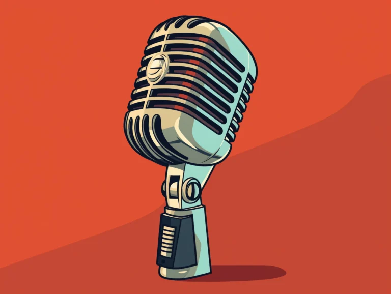 illustrations de microphone à l'ancienne sur fond orange